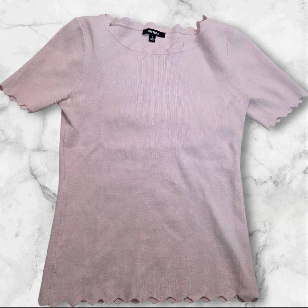 Premise Pink Scalloped Shirt Size Small